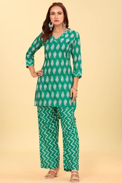 GREEN CO ORD SET KURTA SET