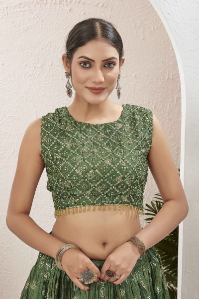 GREEN LEHENGA CHOLI MEHENDI FUNCTION