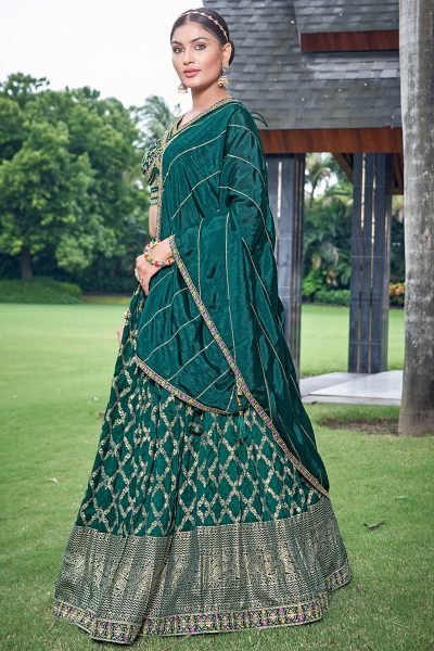 Green Viscose Jacquard Lehenga Choli MEHENDI FUNCTION