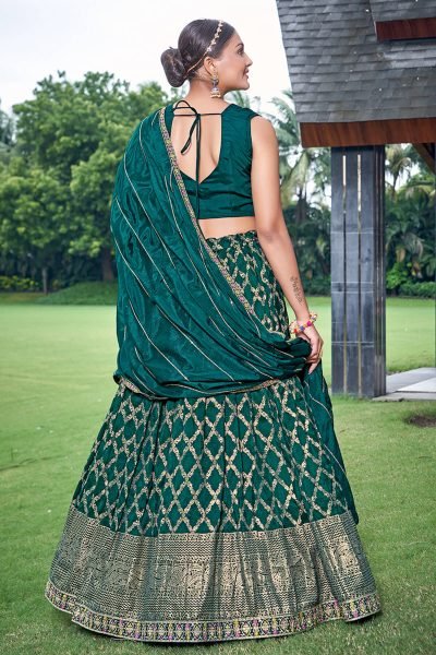 Green Viscose Jacquard Lehenga Choli MEHENDI FUNCTION
