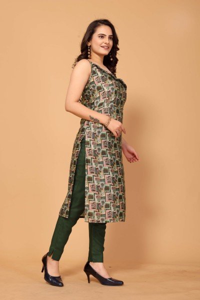 GREEN WOMEN PRINTED KURTA SET KURTA SET