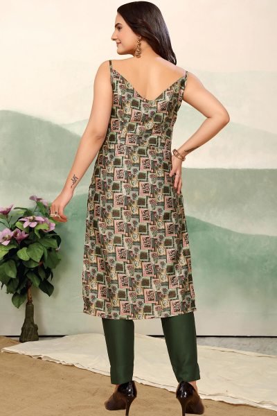 GREEN WOMEN PRINTED KURTA SET KURTA SET