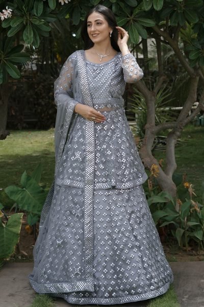 GREY ETHNIC LEHENGA