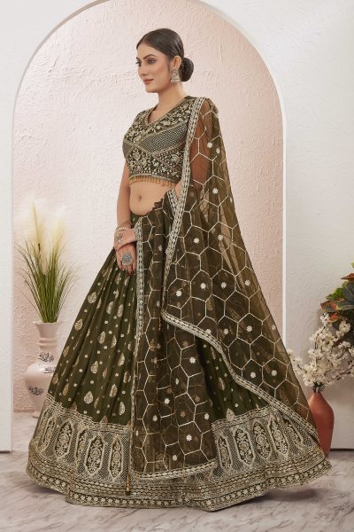 JACQUARD LEHENGA CHOLI MEHENDI FUNCTION