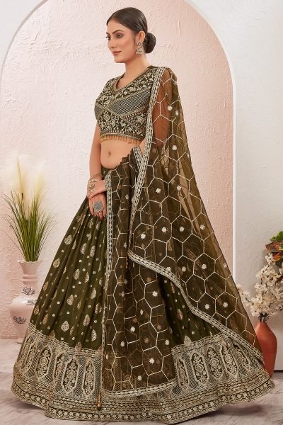 Jacquard Lehenga Choli MEHENDI FUNCTION