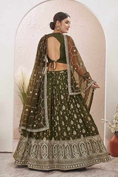 JACQUARD LEHENGA CHOLI MEHENDI FUNCTION