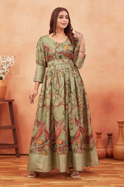 KALAMKARI SILK GOWN Ethnic Dresses