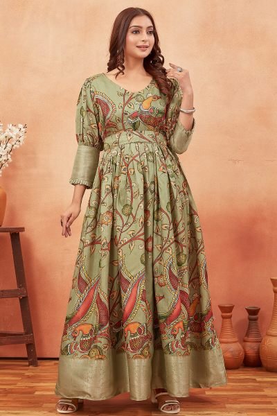 KALAMKARI SILK GOWN Ethnic Dresses