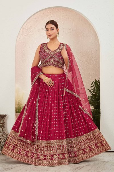 MAROON JACQUARD LEHENGA CHOLI SIDERS LEHENGA