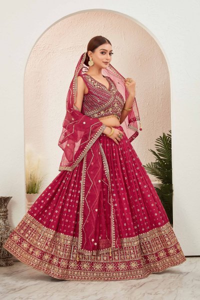 MAROON JACQUARD LEHENGA CHOLI SIDERS LEHENGA