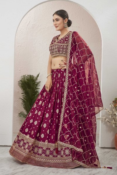 MAROON JACQUARD LEHENGA CHOLI SIDERS LEHENGA