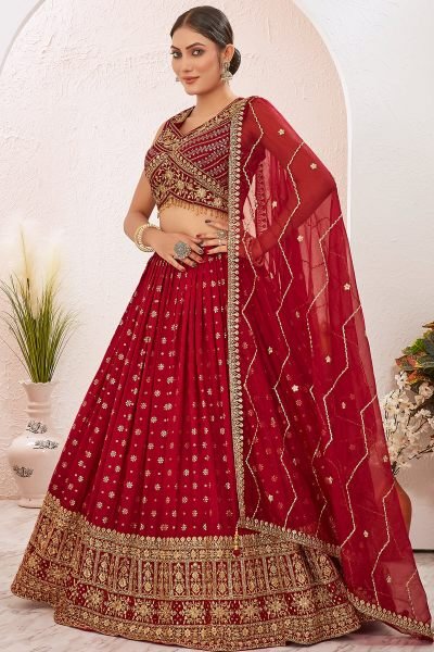 MAROON JACQUARD LEHENGA CHOLI SIDERS LEHENGA