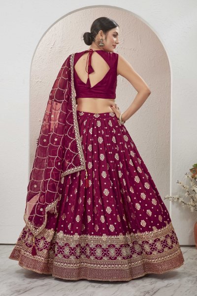 MAROON JACQUARD LEHENGA CHOLI SIDERS LEHENGA