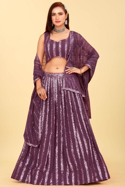 MAUVE SEQUINS WORK LEHENGA SET SEQUINSED LEHENGA