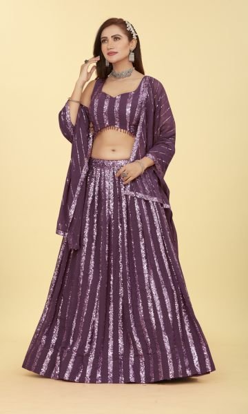 MAUVE SEQUINS WORK LEHENGA SET SEQUINSED LEHENGA