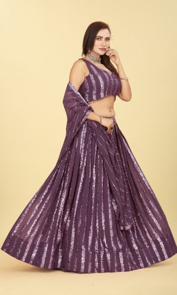 MAUVE SEQUINS WORK LEHENGA SET SEQUINSED LEHENGA