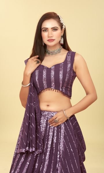 MAUVE SEQUINS WORK LEHENGA SET SEQUINSED LEHENGA