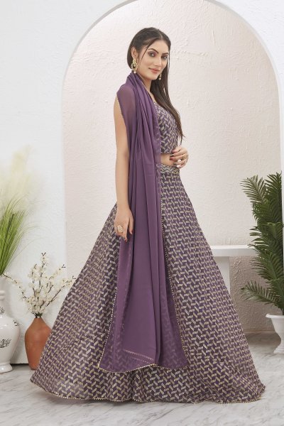 MAUVE SEQUINSED LEHENGA SET SANGEET SANDHYA