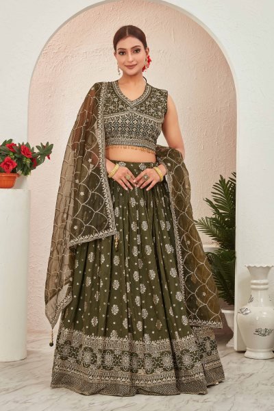 MEHENDI JACQUARD LEHENGA CHOLI MEHENDI FUNCTION