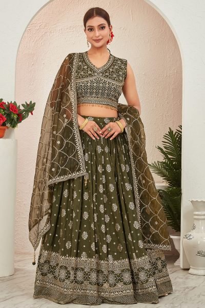 Mehendi Jacquard Lehenga Choli MEHENDI FUNCTION