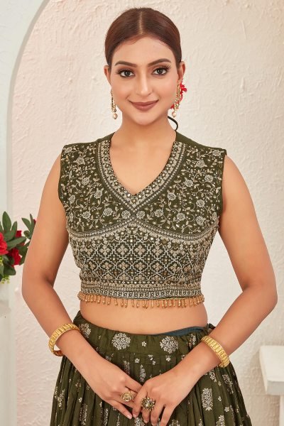 Mehendi Jacquard Lehenga Choli MEHENDI FUNCTION