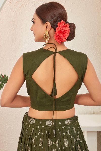 Mehendi Jacquard Lehenga Choli MEHENDI FUNCTION