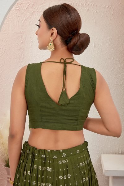 MEHENDI JACQUARD LEHENGA CHOLI SIDERS LEHENGA