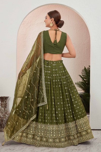 MEHENDI JACQUARD LEHENGA CHOLI SIDERS LEHENGA