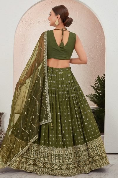 MEHENDI JACQUARD LEHENGA CHOLI SIDERS LEHENGA