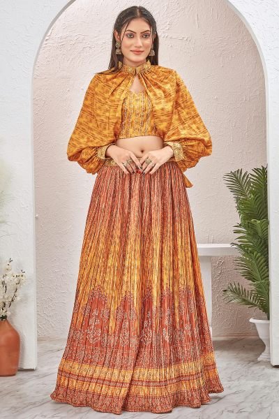 MUSTARD INDOWESTERN LEHENGA SET 