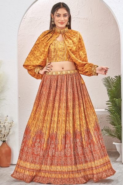 MUSTARD INDOWESTERN LEHENGA SET INDO-WESTERN LEHENGA