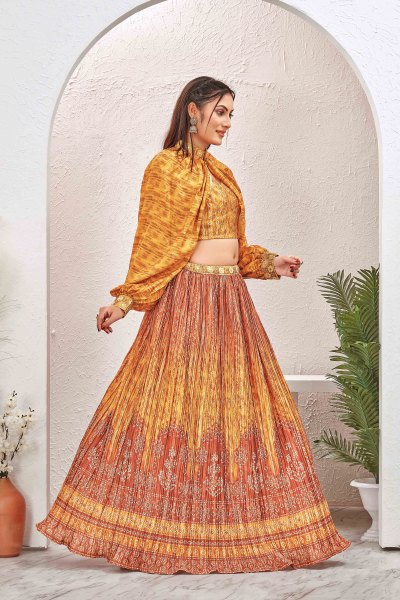 MUSTARD INDOWESTERN LEHENGA SET INDO-WESTERN LEHENGA