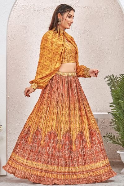 MUSTARD INDOWESTERN LEHENGA SET INDO-WESTERN LEHENGA