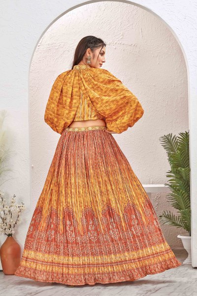 MUSTARD INDOWESTERN LEHENGA SET INDO-WESTERN LEHENGA