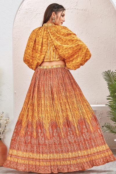 MUSTARD INDOWESTERN LEHENGA SET INDO-WESTERN LEHENGA