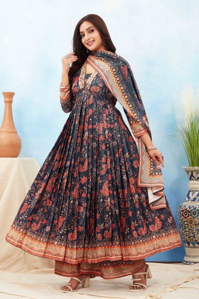 NAVY BLUE ANARKALI KURTA SET KURTA SET