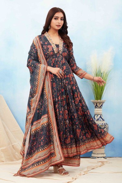 NAVY BLUE ANARKALI KURTA SET KURTA SET