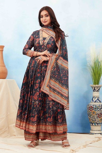 NAVY BLUE ANARKALI KURTA SET KURTA SET