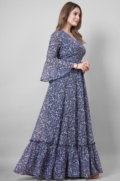 Floral Printed Georgette Maxic Dresses GIRLISH LEHENGA