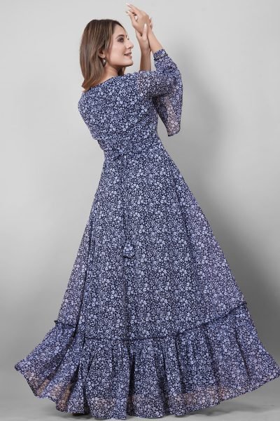 Floral Printed Georgette Maxic Dresses GIRLISH LEHENGA