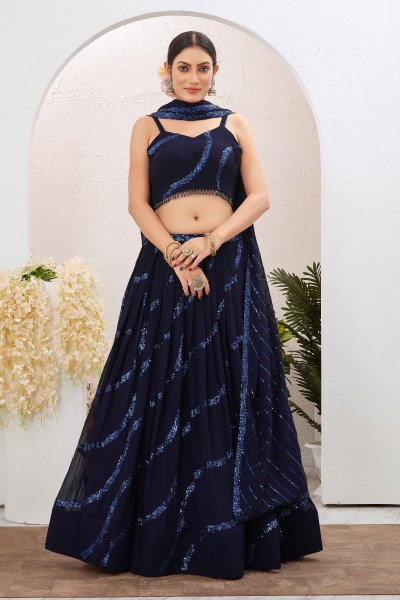 Glamorous Girlish Sky Blue Party Wear Lehenga Choli Online - Ethnic Race