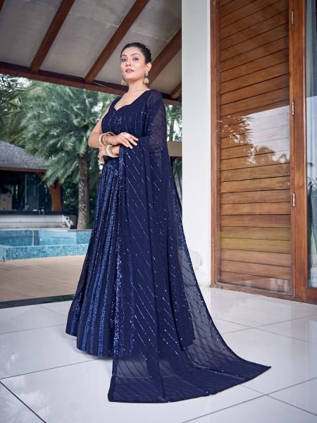 NAVY BLUE SEQUINS WORK LEHENGA SET SEQUINSED LEHENGA