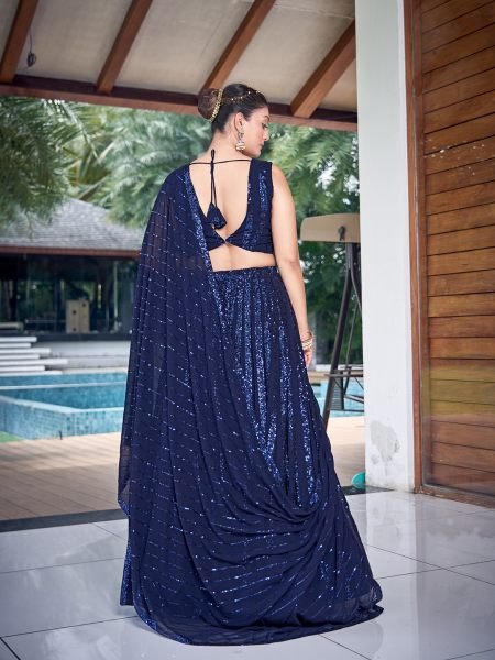 NAVY BLUE SEQUINS WORK LEHENGA SET SEQUINSED LEHENGA