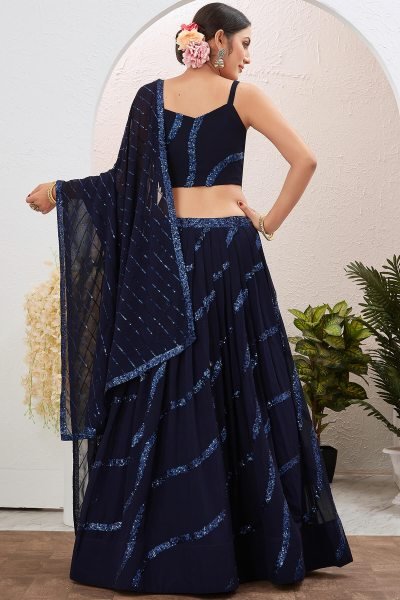 NAVY BLUE SEQUINS WORK LEHENGA SET SANGEET SANDHYA