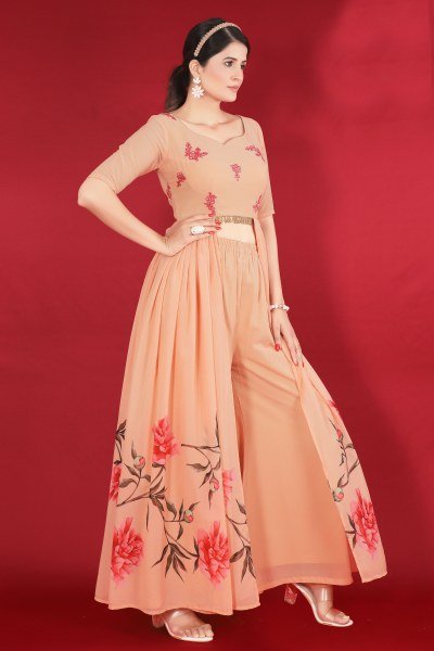 Peach Anarkali Kurta with Palazzos ANARKALI KURTA SET