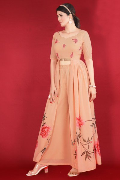 Peach Anarkali Kurta with Palazzos ANARKALI KURTA SET