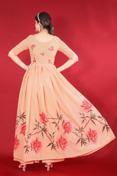 Peach Anarkali Kurta with Palazzos ANARKALI KURTA SET