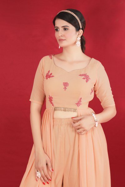 Peach Anarkali Kurta with Palazzos ANARKALI KURTA SET