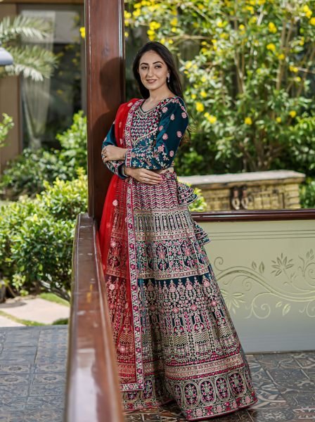 PEACOCK GREEN BRIDAL LEHENGA 