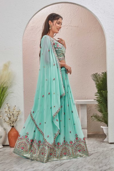 POWDER BLUE LEHENGA SET GIRLISH LEHENGA